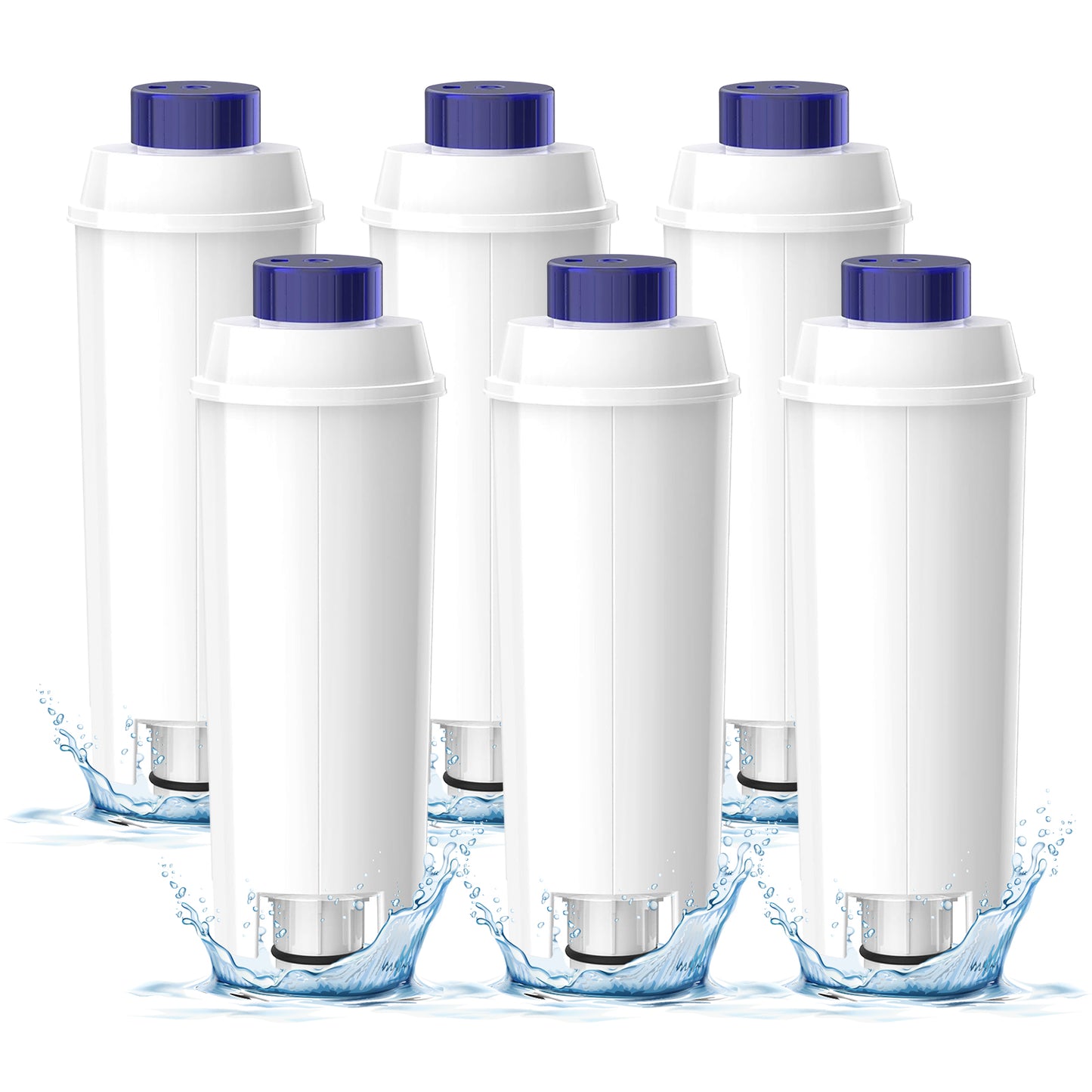6-Pack Water Filter Replacement for De'Longhi DLSC002 | Fits Magnifica S, Dinamica & ECAM