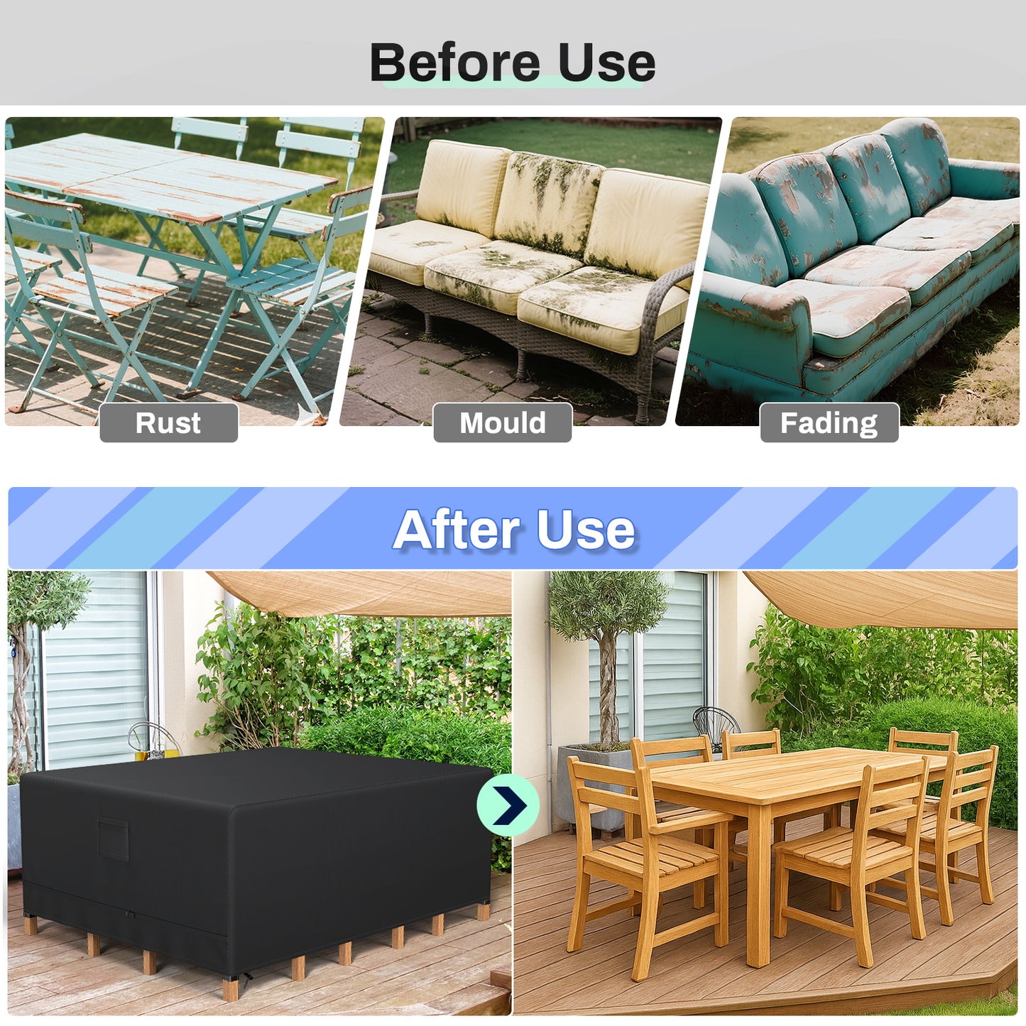 Garden Furniture Seat Covers, 250 x 210 x 90 cm