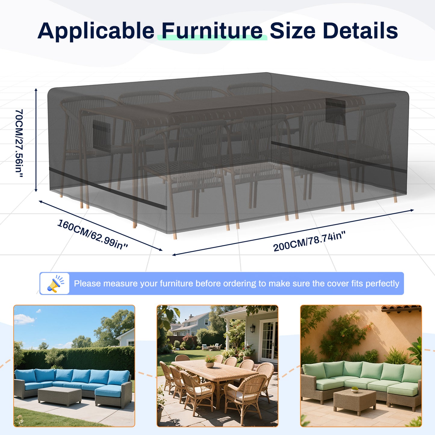 Garden Furniture Covers 200 x 160 x 70 cm