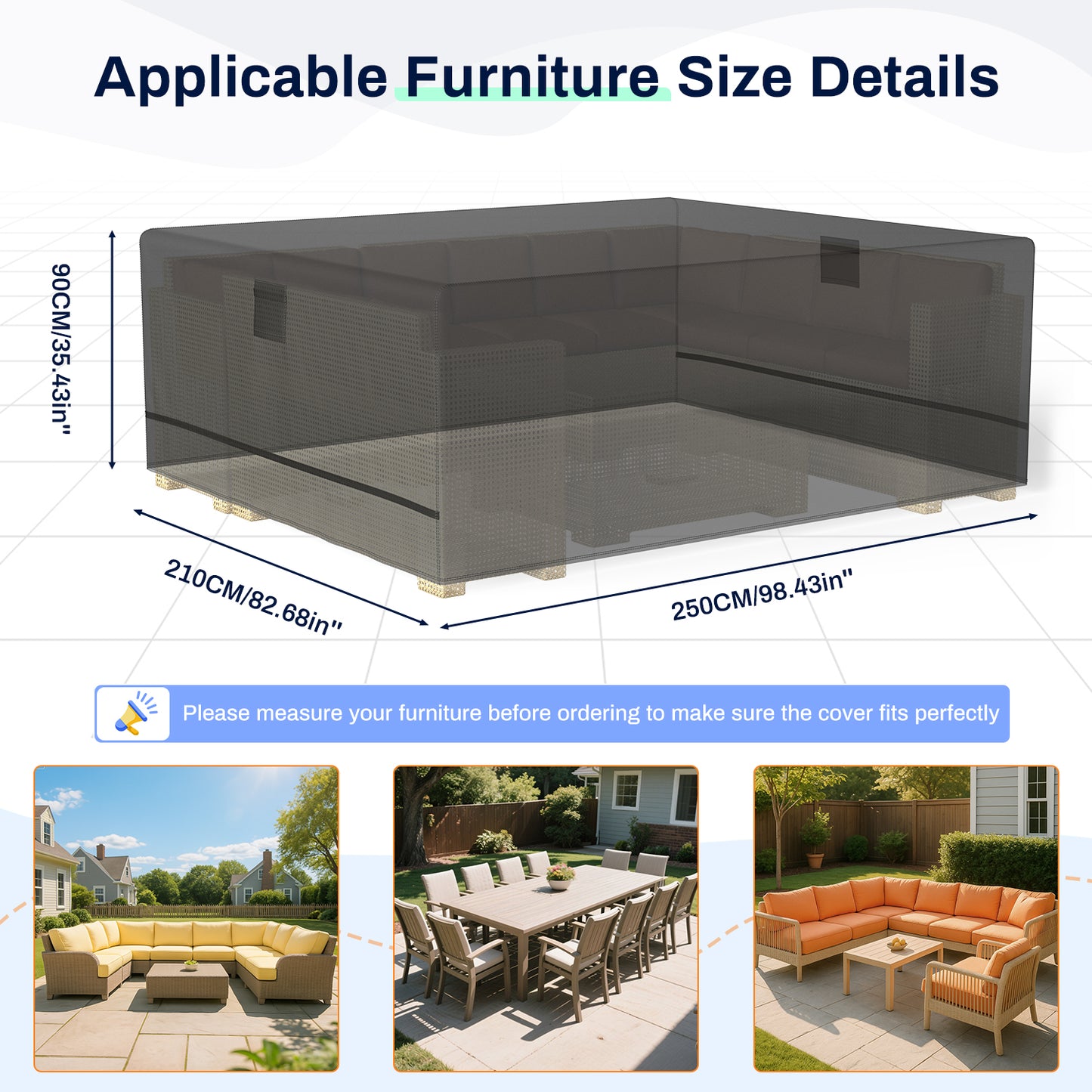 Garden Furniture Seat Covers, 250 x 210 x 90 cm